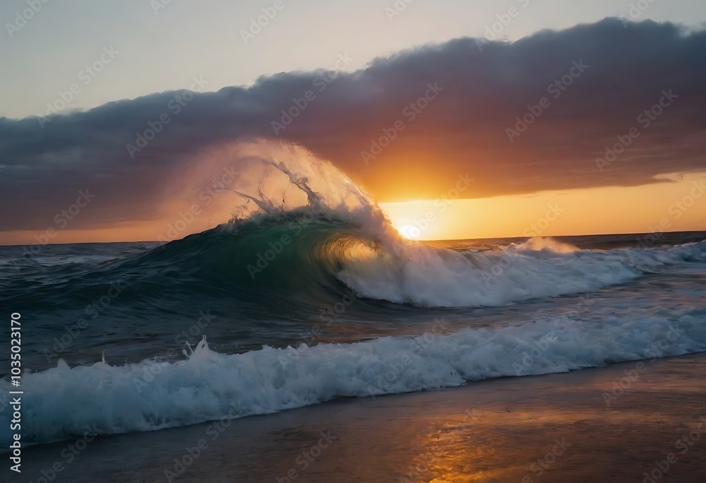 Sunset through a breaking wave. Sunset through a breaking wave.