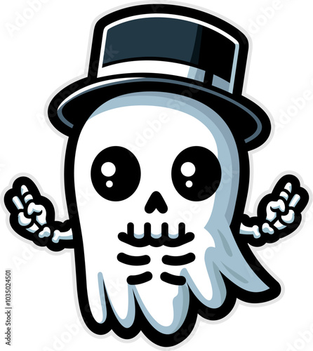 cute ghost vector illustration sticker style