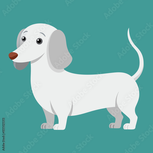 Adorable cartoon dachshund dog with a long body and floppy ears, perfect for pet, family, or playful designs.