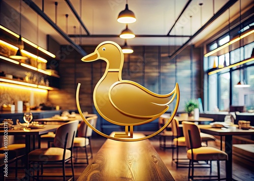 Elegant golden goose logo design for an upscale animal farm or cafe, embodying minimalist aesthetics. Perfect for hipster branding and refined visual identity in modern dining. photo