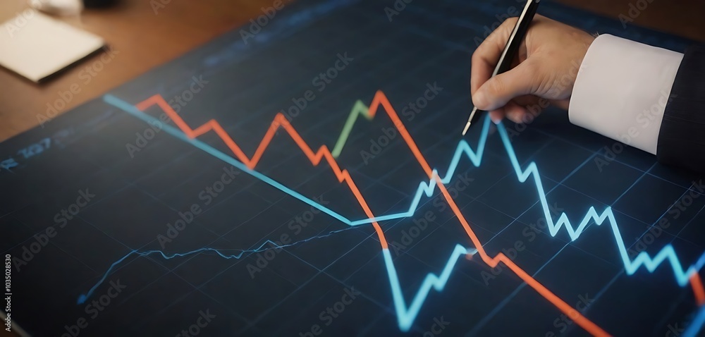 a businessperson in a suit drawing a rising line graph, symbolizing growth or financial data, with futuristic digital charts and graphs projected in the foreground. a businessperson in a suit drawing a rising line graph, symbolizing growth or financial data, with futuristic digital charts and graphs projected in the foreground.