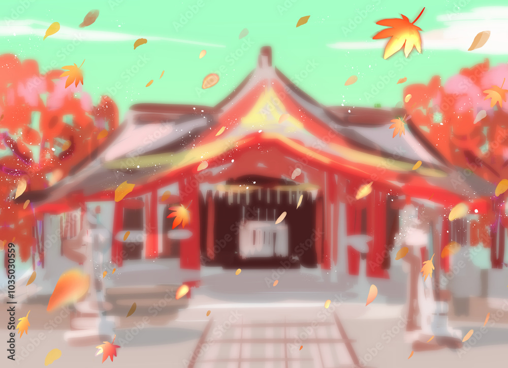 アバウトな神社の背景 秋 アバウトな神社の背景 秋