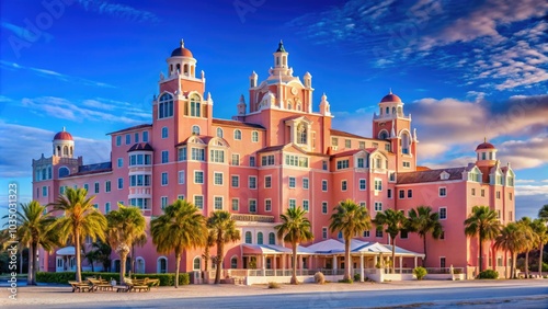 The Historic Loews Don CeSar Hotel, located in St. Pete Beach, Florida, boasts stunning architecture that captivates visitors with its timeless elegance and charm.