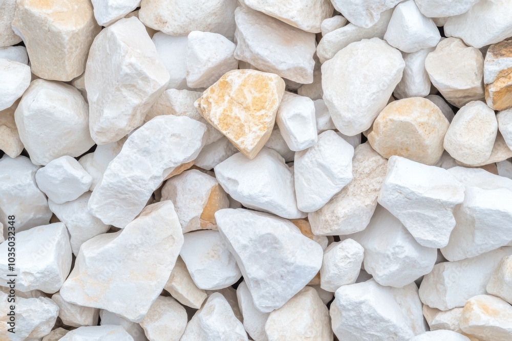 Close-up of white stones with various shapes and sizes, perfect for backgrounds, texture or landscaping projects. Close-up of white stones with various shapes and sizes, perfect for backgrounds, texture or landscaping projects.