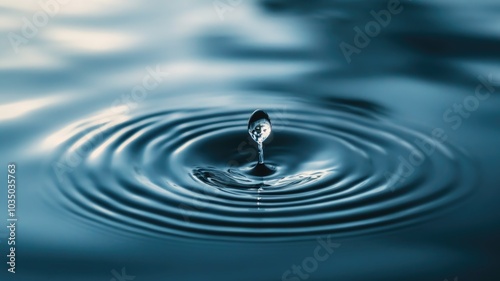 Close-up of water droplet creating ripples on calm surface