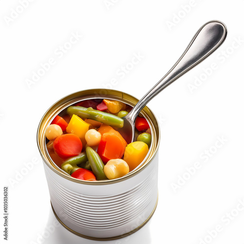 Canned Mixed Vegetables with Spoon