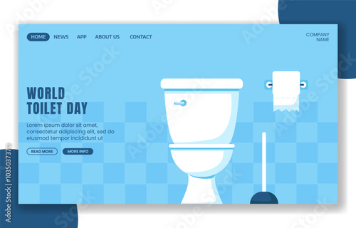 Cartoon World Toilet Day Social Media Landing Page Template for Global Sanitation Campaigns