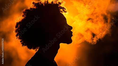 An artistic portrait of a person in silhouette, using dramatic lighting to create a sense of mystery.