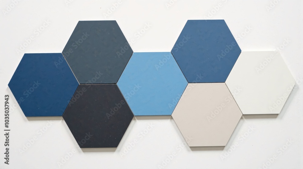 generative ai, A minimalist gradient composition featuring matte hexagons transitioning smoothly from navy blue to pure white generative ai, A minimalist gradient composition featuring matte hexagons transitioning smoothly from navy blue to pure white