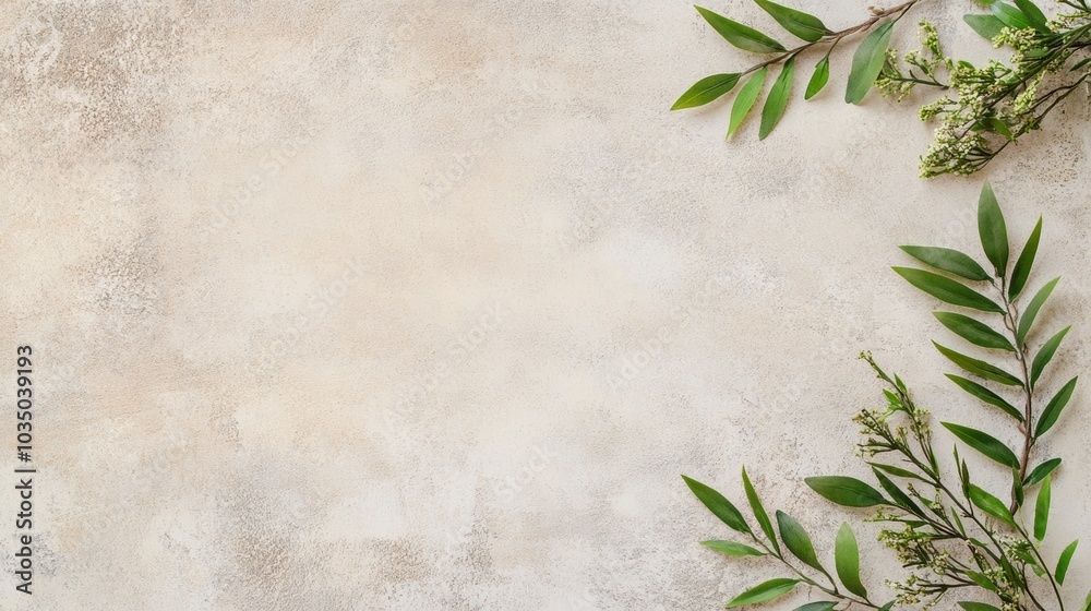 A serene arrangement of green leaves on a textured, muted background, creating a natural and calming aesthetic. A serene arrangement of green leaves on a textured, muted background, creating a natural and calming aesthetic.