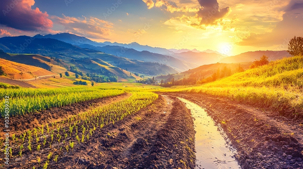 Naklejka premium Innovative Hydroponic Farm with Advanced Irrigation Systems and Controlled Environment for Sustainable and Efficient Food Cultivation