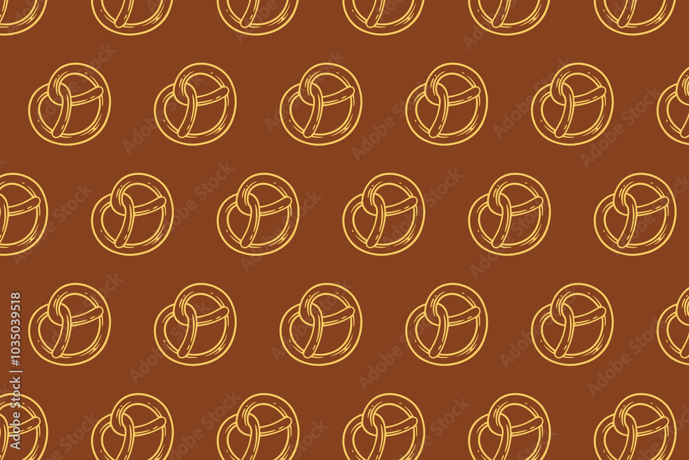 pretzel baked pastry with heart shape pattern on brown background. doodle pretzel outline symbol seamless pattern background. retro love pretzel shape seamless pattern for decor and merchandise pretzel baked pastry with heart shape pattern on brown background. doodle pretzel outline symbol seamless pattern background. retro love pretzel shape seamless pattern for decor and merchandise