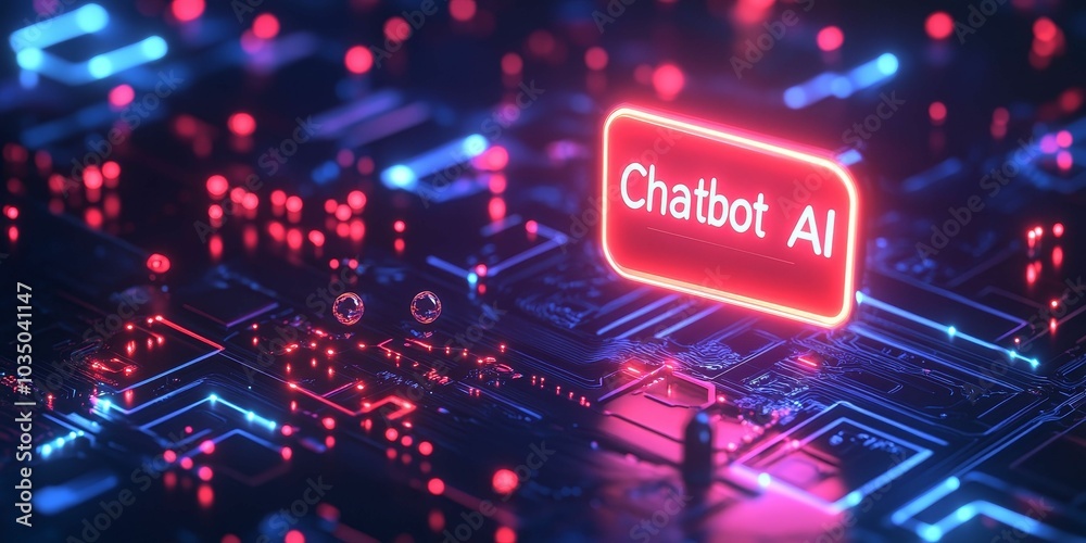 Chatbot AI on circuit board. Chatbot AI on circuit board.