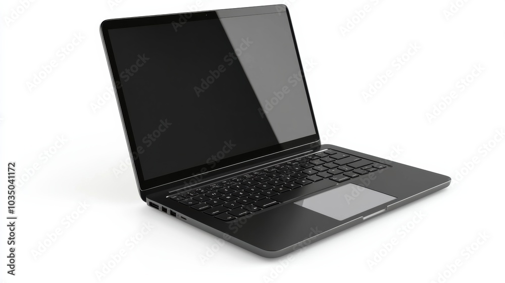 Mockup of a open laptop with a blank screen on a white background Mockup of a open laptop with a blank screen on a white background