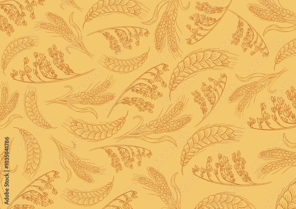 Obraz premium seamless pattern. hand drawn outline plan on autumn vibes background. high resolution for design with a whimsical and enchanting theme