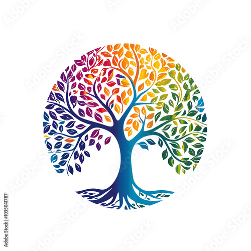 colorful Tree  Illustration Template Eco Green Tree Logo,transparency background