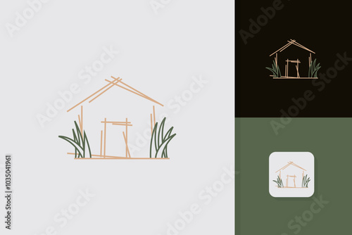 creative natural house logo design illustration vector template