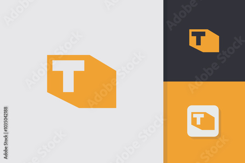 geometric letter t block logo design vector template