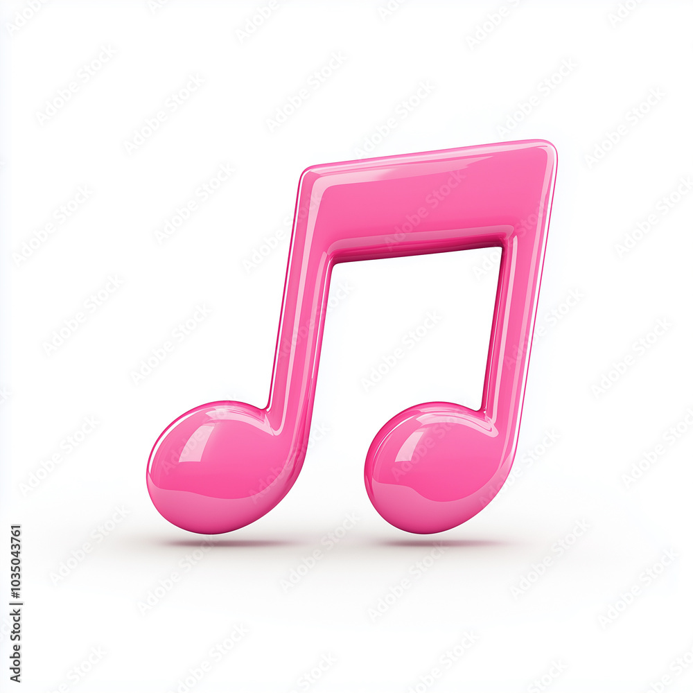 A Vibrant 3D Music Note Stands out With Its Glossy Pink Surface on a Bright White Background A Vibrant 3D Music Note Stands out With Its Glossy Pink Surface on a Bright White Background