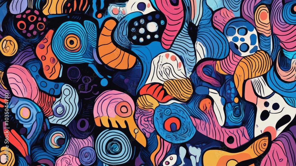 Fototapeta premium Hand drawn abstract doodle background in a flat design style