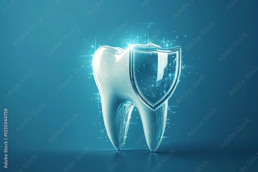 custom made wallpaper toronto digitalGlowing tooth with shield, dental protection concept