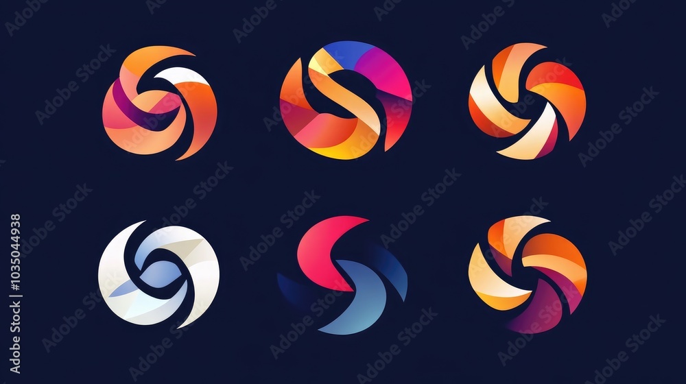 Collection of abstract quarter circle logo designs featuring the letter S and SS Collection of abstract quarter circle logo designs featuring the letter S and SS
