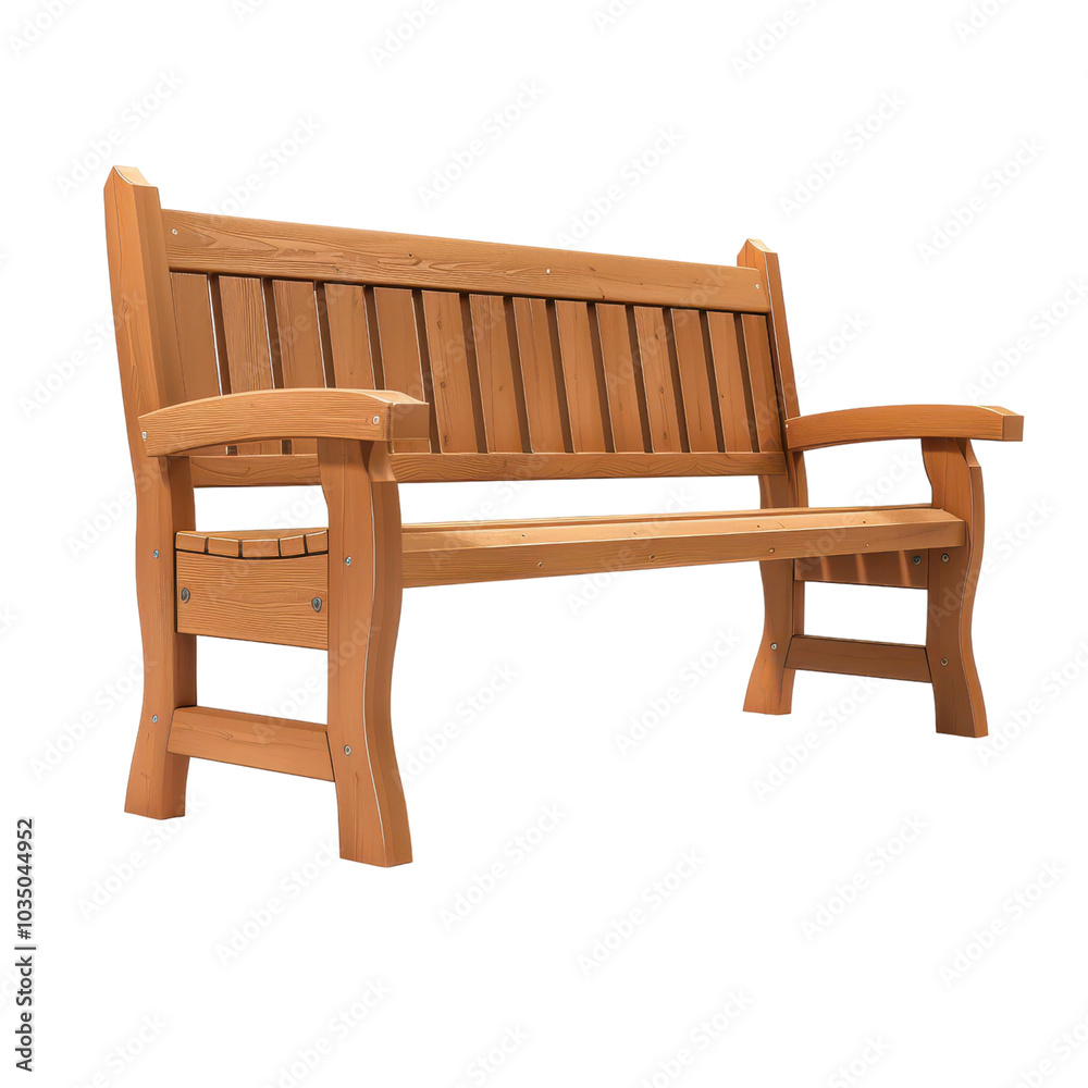 A classic wooden bench offering comfort and style for outdoor or indoor settings, perfect for relaxation or gatherings.. Illustration, on transparent background png file A classic wooden bench offering comfort and style for outdoor or indoor settings, perfect for relaxation or gatherings.. Illustration, on transparent background png file