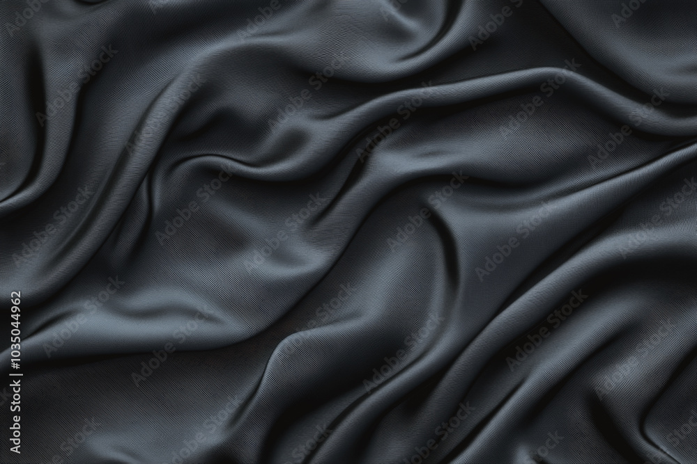 Obraz premium Dark satin fabric forming waves. Abstract silk background with folds. Soft texture of smooth material