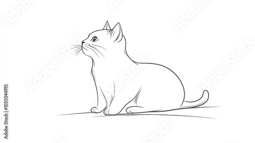 Charming Cat Outline Illustration Playful Kitten Sketch Line Art for Coloring Activities and Creative Projects Simple Minimalist Cat Drawing for All Ages