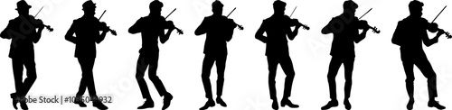 silhouette of a violinist , set of silhouette violin player
