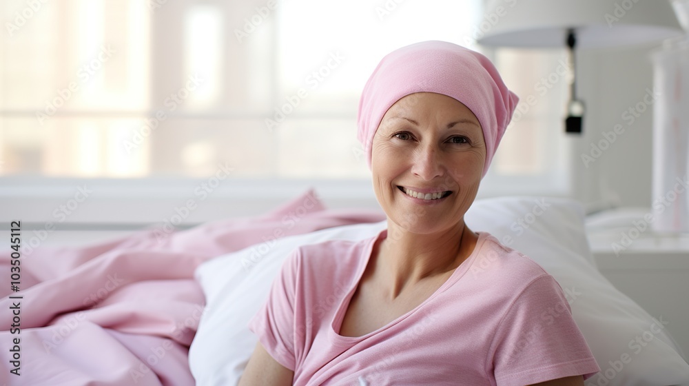 Portrait of the patient woman after chemotherapy female cancer patient wearing head scarf Portrait of the patient woman after chemotherapy female cancer patient wearing head scarf
