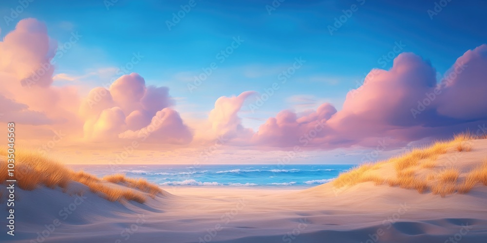 Fototapeta premium Dune landscape by the seaside, Coastal dune landscape