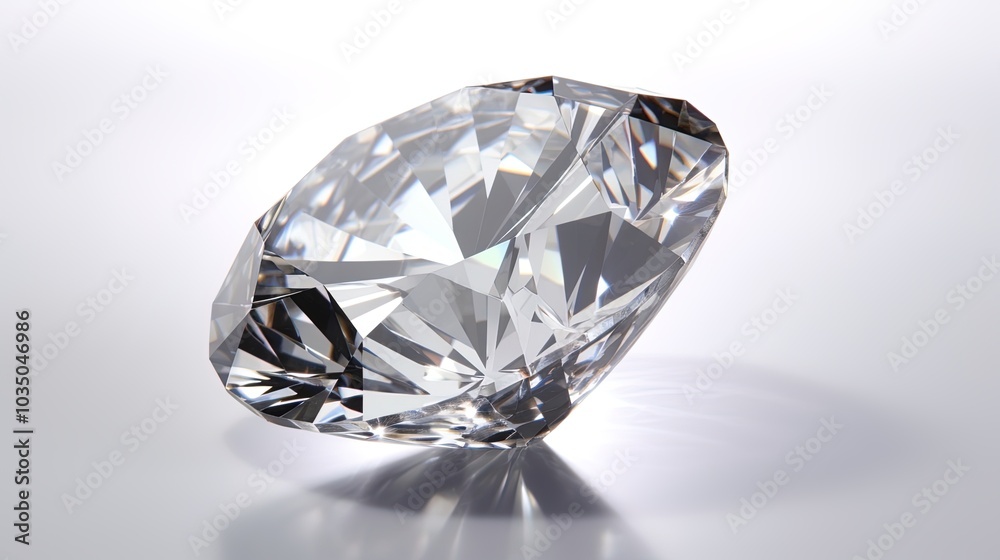 Large Clear Diamond with reflection Dazzling diamond on white background. Large Clear Diamond with reflection Dazzling diamond on white background.