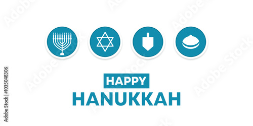 Happy Hanukkah. Great for cards, banners, posters, social media and more. White background. 