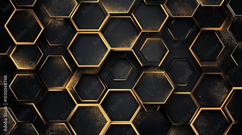 Elegant Black and Gold Honeycomb Pattern Background
