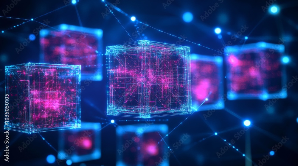 Fototapeta premium Digital Blockchain Network