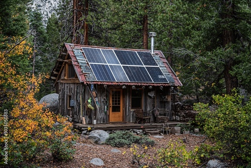 A secluded cabin, powered by solar energy, highlights a commitment to self-reliance and eco-friendly living.