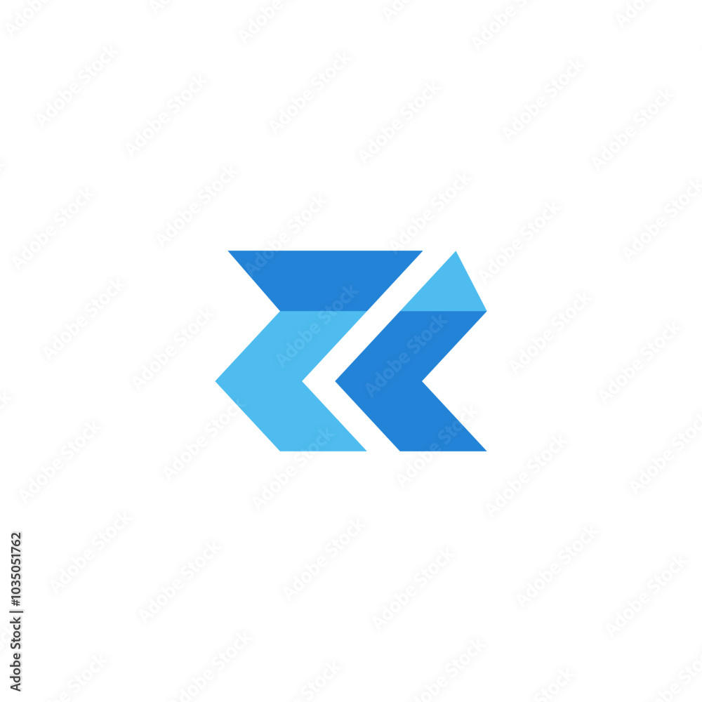 Letter R geometric Arrow Logo Design Vector blue shape