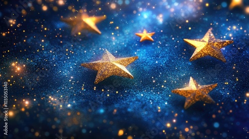 Background with stars at night in a 3D cartoon rendering showcasing a star constellation