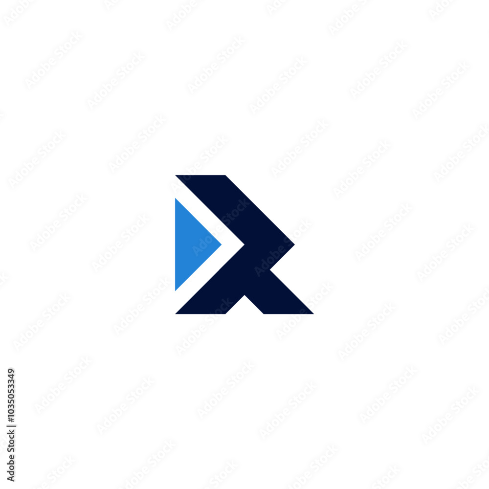 Simple R Arrow up Logo Design Vector blue shape Simple R Arrow up Logo Design Vector blue shape
