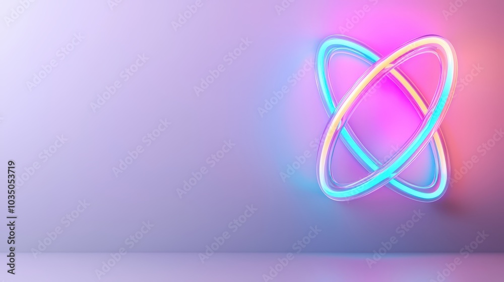 Oxygen Atoms Glowing in Neon Light: Sleek High-Tech Design with Space for Custom Text at the Top Oxygen Atoms Glowing in Neon Light: Sleek High-Tech Design with Space for Custom Text at the Top