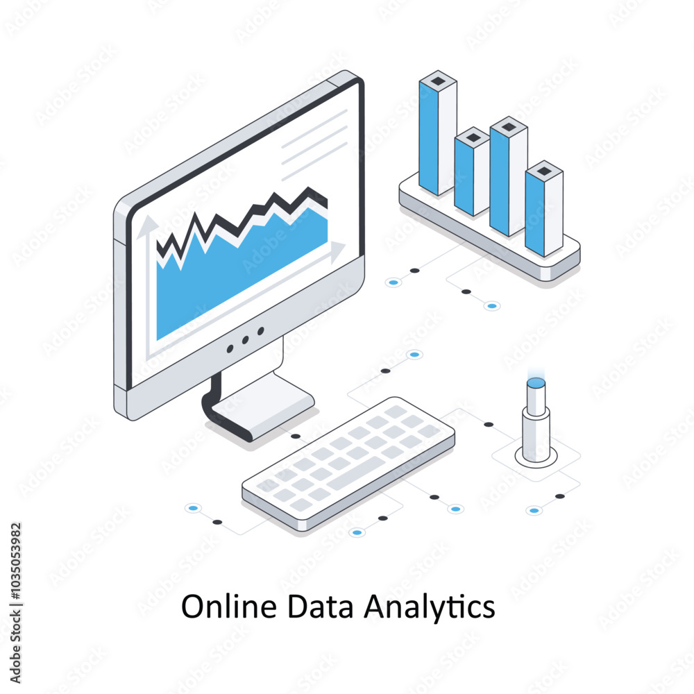 Online Data Analytics isometric stock illustration. EPS File stock illustration Online Data Analytics isometric stock illustration. EPS File stock illustration