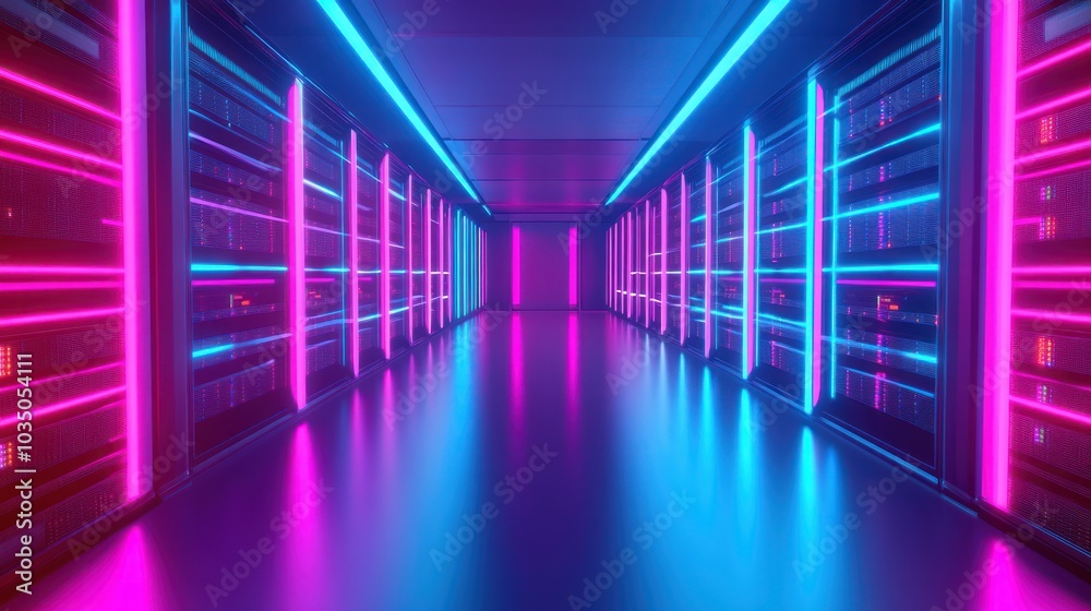 Fototapeta premium Neon Server Room