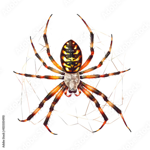 a webspinner clipart, insect element, silk production. Illustration, on transparent background cutout photo