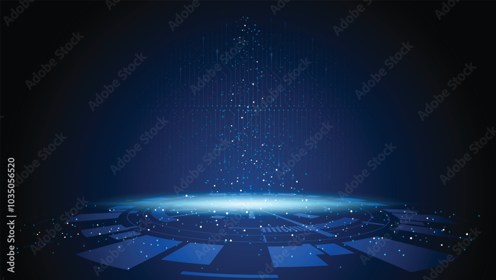 Abstract technology background Hi-tech communication concept, technology, digital business, innovation, science fiction scene vector illustration with copy-space.
