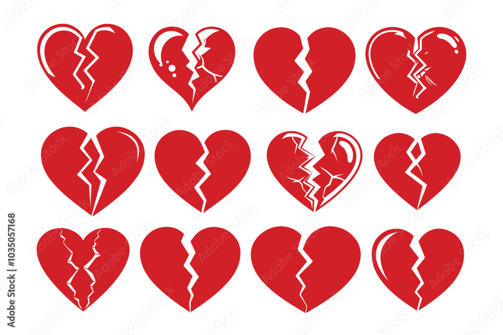Broken Heart silhouette vector illustration, Broken Heart icon bundle, Broken Heart Vector Broken Heart silhouette vector illustration, Broken Heart icon bundle, Broken Heart Vector