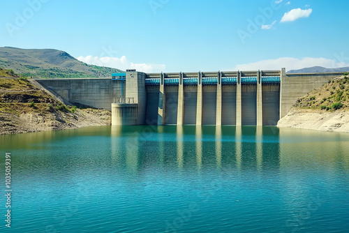 Majestic Concrete Gravity Dam Under Blue Skies Enhancing Water Management 