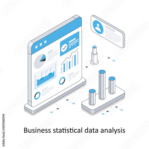 Business statistical data analysis isometric stock illustration. EPS File stock illustration