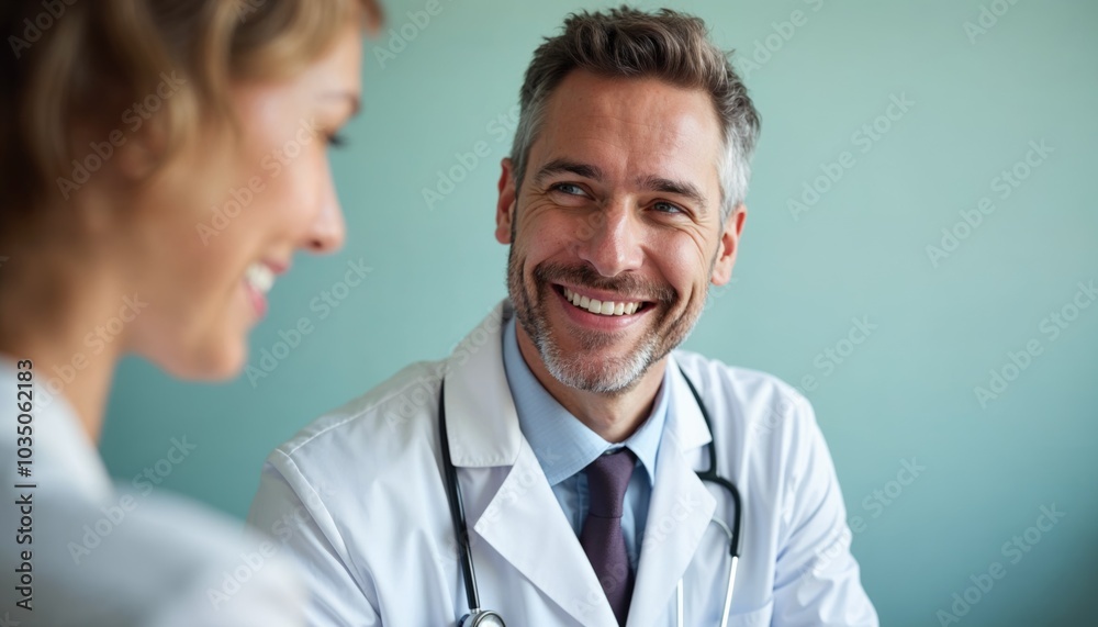 Compassionate Care: A Friendly Doctor Shares a Smile While Engaging with a Patient in the Clinic Compassionate Care: A Friendly Doctor Shares a Smile While Engaging with a Patient in the Clinic