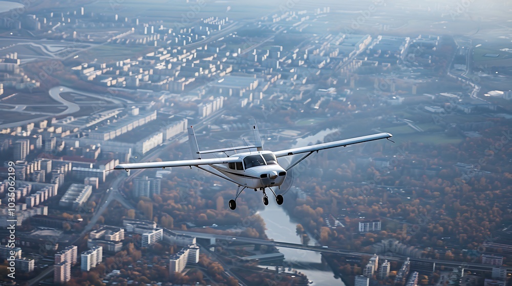 Naklejka premium A small camera equipped aircraft provides spying more than the capital